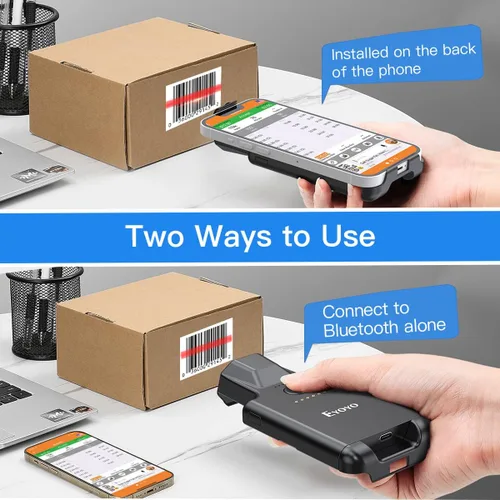 Vista 3 de Eyoyo - Escáner de código QR mejorado Bluetooth con clip trasero Android Portable Wireless 1D 2D UPC ISBN Inventory Barcode Reader, PDF417 Data
