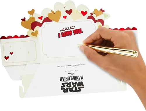 Vista 6 de Hallmark Paper Wonder - Tarjeta de amor desplegable, Star Wars Baby Yoda, para el día de San Valentín, aniversario o felicitación (gesto de amistad)