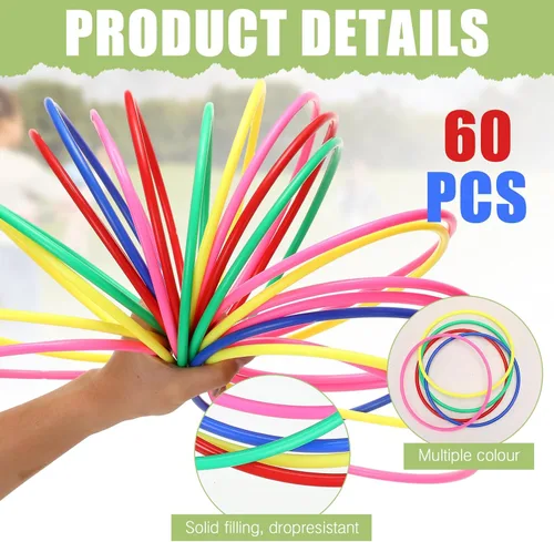 Vista 3 de Wettarn 60 anillos de plástico grandes para lanzar anillos de carnaval, juegos de práctica de velocidad y agilidad, juegos de jardín, patio trasero