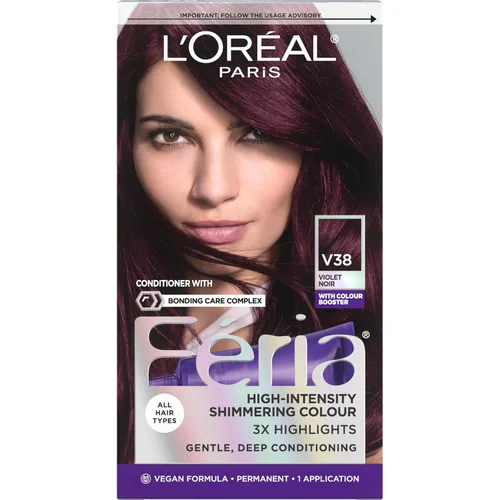 Vista 32 de L'Oreal Paris Feria - Tinte permanente brillante multifacético para el cabello, tinte de alta intensidad para reflejos 3X, 10 negro azabache