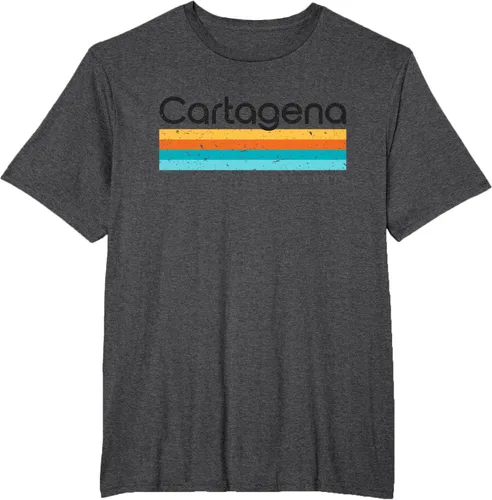 Vista 21 de Camiseta vintage de Cartagena Colombia con diseño retro, Blanco, S