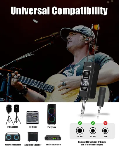 Vista 8 de Micrófonos inalámbricos, micrófono de karaoke profesional, sistema UHF de doble micrófono con rango de 260 pies, micrófono portátil de metal