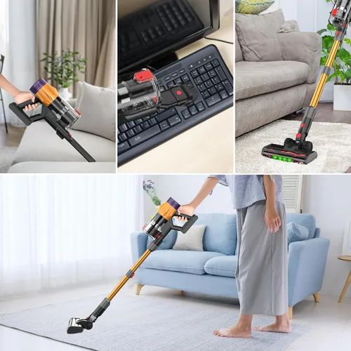 Vista 7 de Aspiradora inalámbrica con pantalla LED, aspiradora inalámbrica de 550 W para el hogar, batería extraíble/ligera/recargable, aspiradora inalámbrica