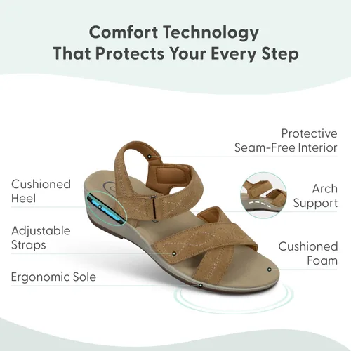Vista 3 de Orthofeet Sandalias ortopédicas de cuero para mujer