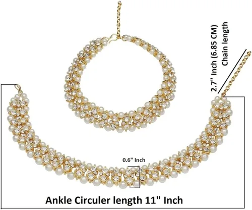Vista 5 de Efulgenz Indian Jewelry Boho Crystal Anklets Barefoot Sandals Ankle Bracelet Payal Anklet Set