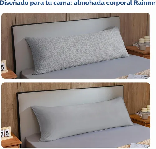 Vista 5 de Rainmr Almohada de Espuma Viscoelástica Gruesa para el Cuerpo - Almohada Completa para Dormir de Lado - con Funda de Almohada de Enfriamiento Gris