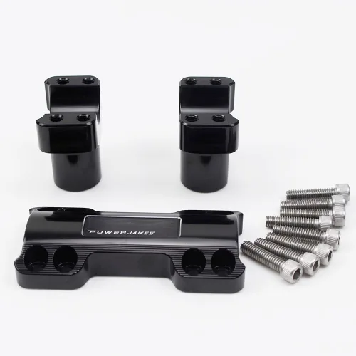 Vista 6 de POWER JAMES Elevadores de manillar negros de 1 1/4 pulgadas compatibles con Harley Davidson Softail, Fat Boy, Dyna, Road King con cubierta