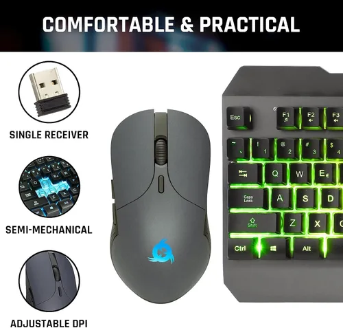 Vista 6 de KLIM Unity - Juego de teclado y mouse inalámbricos de EE UU delgado duradero ergonómico sensación mecánica teclado y mouse inalámbricos