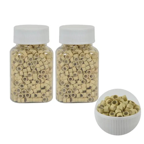 Vista 8 de 500 cuentas de micro anillos forradas de silicona de 0.197 in para extensiones de cabello con punta I (negro)