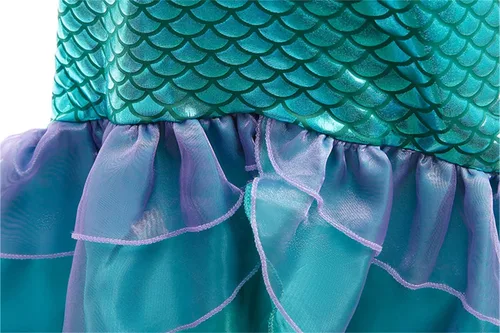 Vista 4 de Disfraz de sirena para niñas 2023, vestido de fiesta de princesa de sirena con diadema