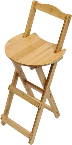 Vista 5 de Taburete de bar plegable de bambú con respaldo y reposapiés, sillas de bar portátiles para el hogar, isla de cocina, desayuno, sin montaje