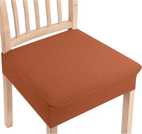 Vista 21 de Smiry Juego de 2 fundas de asiento elásticas de jacquard para sillas de comedor, extraíbles y lavables, sin fundas traseras, color azul aireado