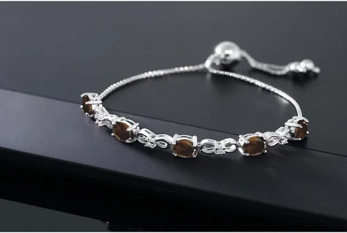 Vista 3 de Gem Stone King Pulsera de tenis de diamantes cultivados en laboratorio con piedra natal de 3-6 quilates para mujer, plata de ley 925, ovalada