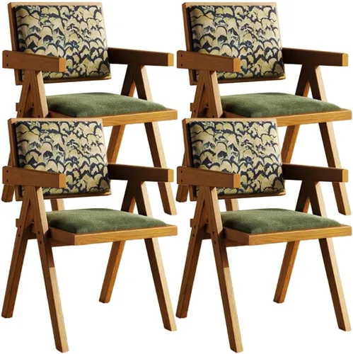 Vista 21 de YVYKFZD Juego de sillas de comedor de madera maciza, sillas de cocina sin brazos, silla de comedor tapizada con respaldo, sillón de terciopelo