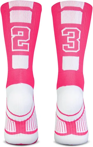 Vista 22 de ChalkTalkSPORTS Calcetines de equipo personalizados - Calcetines con números rosados Elige tu número