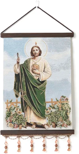 Vista 16 de HZMAN Holy Family Jesús María José Pintura Retro Hecho a Mano Tejido Arte de Pared Decoración Estética Imagen para Sala de estar Dormitorio Marco