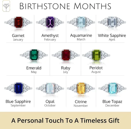 Vista 5 de MAX + STONE Anillos de piedras preciosas de oro de 10 quilates para mujer, anillo de aniversario con piedra natal de corte esmeralda, anillo