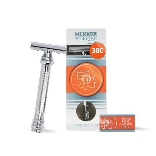 Vista 8 de Merkur Maquinilla de afeitar de seguridad de doble borde con mango negro, MK-38011