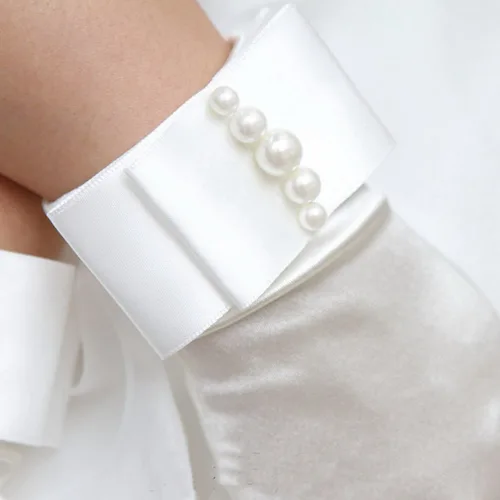 Vista 4 de Aivtalk Buckingham Palace - Guantes elásticos con perlas, Blanco
