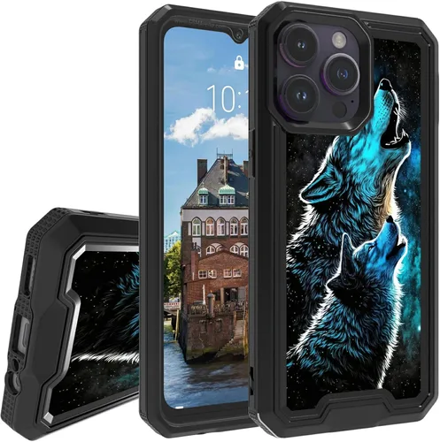 Vista 17 de Rossy Funda para iPhone 14 Pro Max con patrón de cinta de casete de audio para mujeres y hombres, 2 en 1, híbrida de doble capa, resistente, a