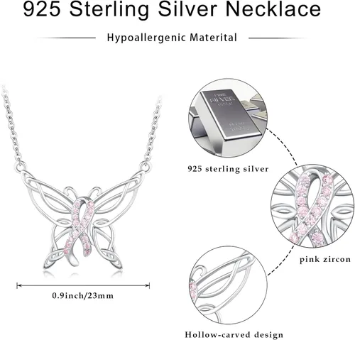 Vista 6 de Freesloth Collares de mariposa para mujer de plata de ley 925 con dije de mariposa, collar de mariposa, regalos para niñas