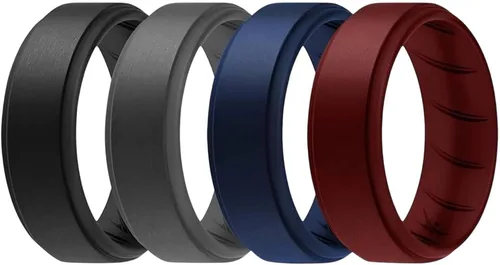 Vista 11 de ROQ Anillo de boda de goma de silicona para hombre, ajuste cómodo, anillo de boda para hombre, duradero, anillo de compromiso de goma transpirable