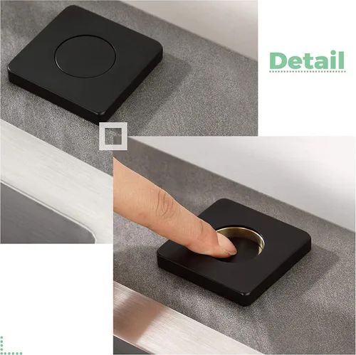 Vista 3 de Kit de interruptor de aire superior para fregadero, botón de aire para eliminación de basura con módulo de potencia de aleación de aluminio Mate