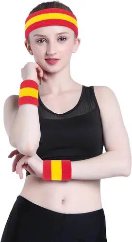 Vista 112 de ONUPGO - Conjunto de diadema y muñequeras deportivas para el sudor, hechas de algodón con bucles, muñequeras, contra humedad
