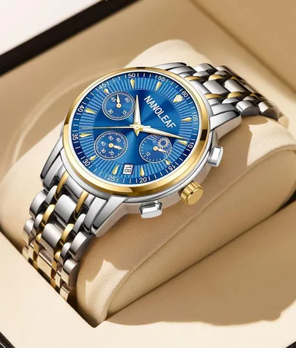 Vista 4 de Reloj de pulsera de moda para hombre, impermeable, luminoso, con fecha, de acero inoxidable, clásico, para hombre