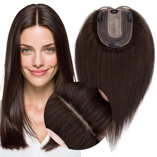Vista 14 de MY-LADY Extensiones de cabello humano para mujeres, cabello real humano delgado, base de seda de 10 * 12 cm, con encaje, 130% de densidad, con clip