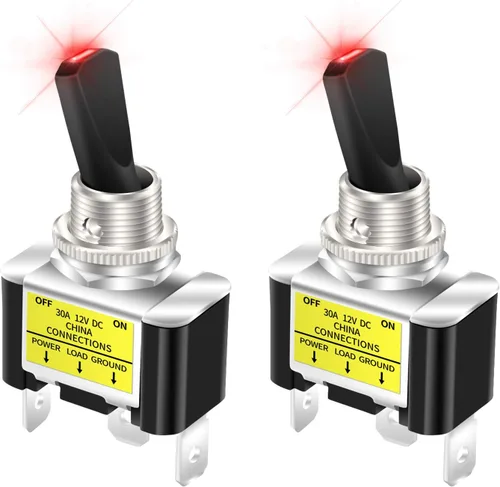 Vista 9 de DaierTek Interruptor de palanca con luz LED azul de 12 V, 30 amperios, 12 voltios, interruptor de palanca SPST ON Off 2 posiciones 3pin