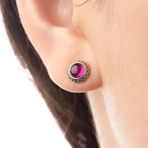 Vista 58 de Aretes de plata de ley con piedra natal de cristal real, joyería para mujer, moda occidental 925, envejecida, bohemia, hecha a mano, el mejor regalo