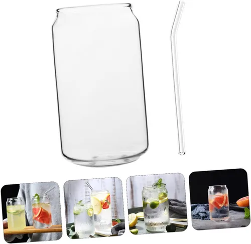 Vista 3 de Angoily Taza de almacenamiento con pajilla, acabado de cristal transparente adecuada para todo tipo de bebidas