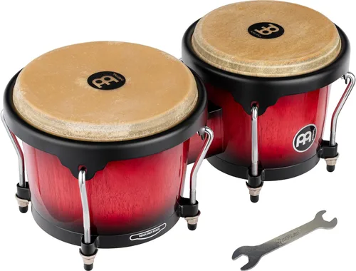 Vista 10 de Meinl Percussion HB100SNT-M bongós de madera natural de 6 3/4 y 8 pulgadas, Natural Bongos profesionales de madera duradera para adultos con llave