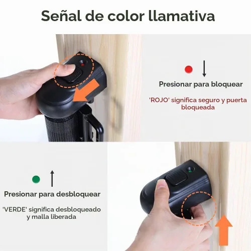 Vista 5 de COMOMY - Puerta retráctil para bebé para escaleras, puerta de malla de 0-55" para mascotas para puertas y pasillos de la casa, puerta de seguridad
