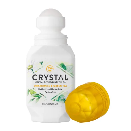 Vista 2 de Crystal- Desodorante mineral Roll-On manzanilla y té verde, paquete de de 12
