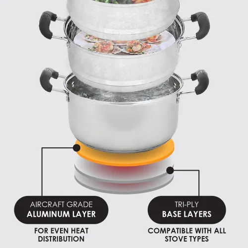 Vista 5 de CONCORD - Utensilios de cocina de acero inoxidable de 3 niveles, 9.4 in (compatible con inducción)