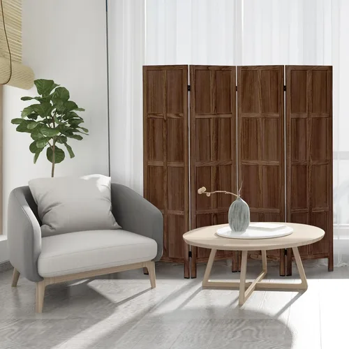 Vista 8 de Divisor de habitación de madera, pantalla de privacidad plegable de 4 paneles, partición clásica de madera para interiores de 5.6 pies, divisor