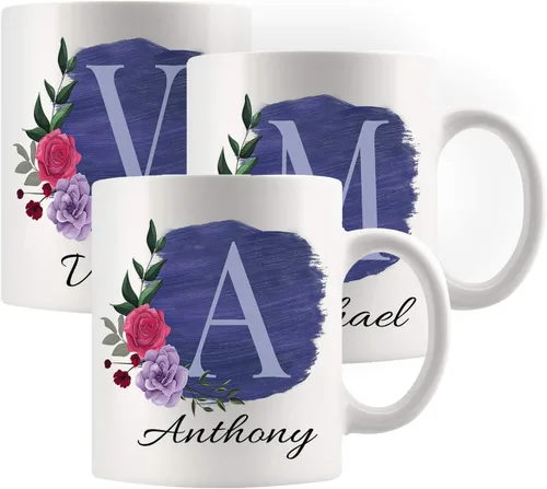Vista 13 de Taza de café personalizada para tus amigos y familiares con inicial y nombre, regalo para todas las ocasiones, cumpleaños, Navidad, regalo de Acción