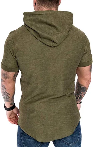 Vista 3 de Moderna sudadera deportiva de vellón con capucha, para hombres, jersey de lana unicolor sin botones.