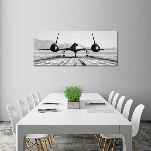 Vista 3 de KLVOS Arte de pared en blanco y negro, gran avión, impresión sobre lienzo para habitación de niños, decoración del hogar y la oficina, obra de arte