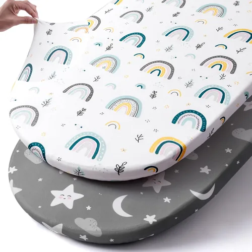 Vista 57 de Pack n Play Sheets BROLEX - Juego de 2 sábanas para cuna, juego de sábanas elásticas y portátiles para cuna, funda de colchón convertible