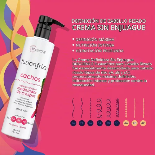 Vista 4 de Brscience Fusionfrizz Curls 4A, 4B, 4C - Crema de peinado rizado 16.9 fl oz