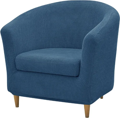 Vista 33 de NILUOH - Funda para silla de club de 2 piezas, funda elástica para silla de bañera redonda, fundas para silla de barril, fundas antideslizantes
