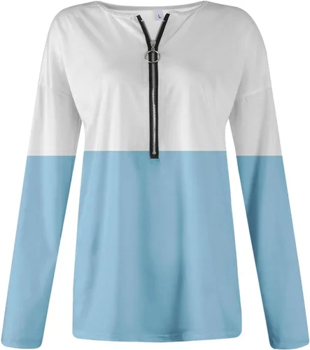 Vista 3 de Going Out Tops for Women Long Sleeve V Neck Pullover Tops Printing Quarter Zipper Outfit Lightweight T Shirts