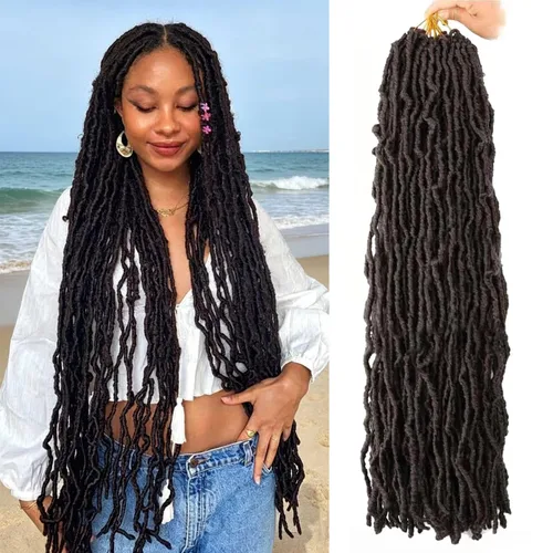 Vista 46 de 6 Paquetes Soft Locs Cabello de Ganchillo Pre Looped Faux Locs Trenzas de Ganchillo Goddess Locs Dreadlocs Cabello Sintético Para Mujeres Negras 1b