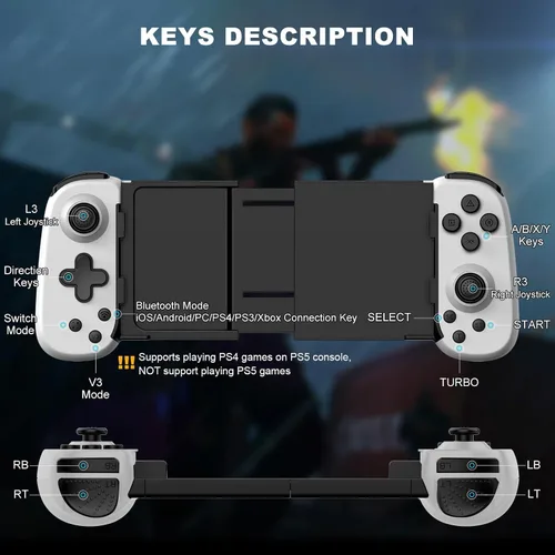 Vista 8 de arVin Mobile Game Controller for iPhoneiPadAndroidSamsungTabletPCSwitchPS3PS4, Wireless Gamepad Joystick with Turbo6-axis GyroVibration, Play Xbox