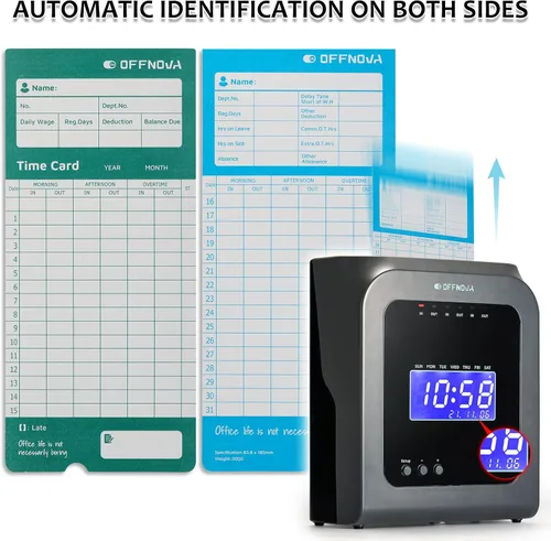 Vista 4 de OFFNOVA Tarjetas térmicas de tiempo para empleados, tarjetas perforadoras mensuales de doble cara, 3.3 x 7.3 pulgadas, detección automática