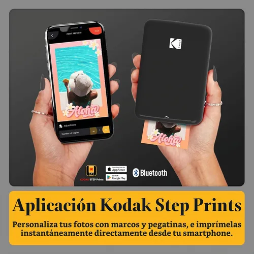 Vista 3 de KODAK Step Impresora Inalámbrica de Fotos Móvil Mini (Negro) Paquete Go