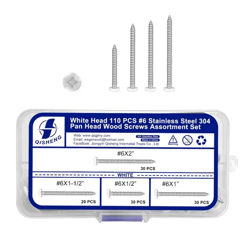 Vista 10 de QISHENG White Head 100 PCS #4x1/4(0.25 pulgadas) Tornillos para Madera de Cabeza Redonda Phillips de Acero Inoxidable, Tornillo de Acero Inoxidable
